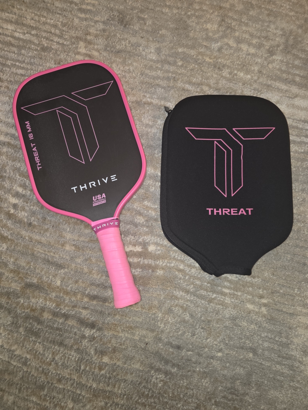 Thrive Threat 16mm Pickleball Paddle - Pink/Black